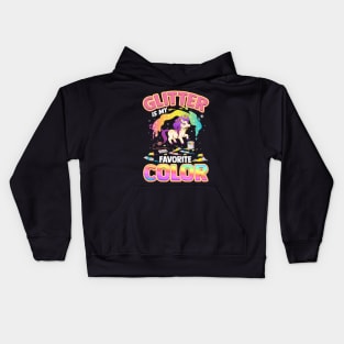 Cute Glitter Is My Favorite Color Unicorn Rainbow Kids Hoodie